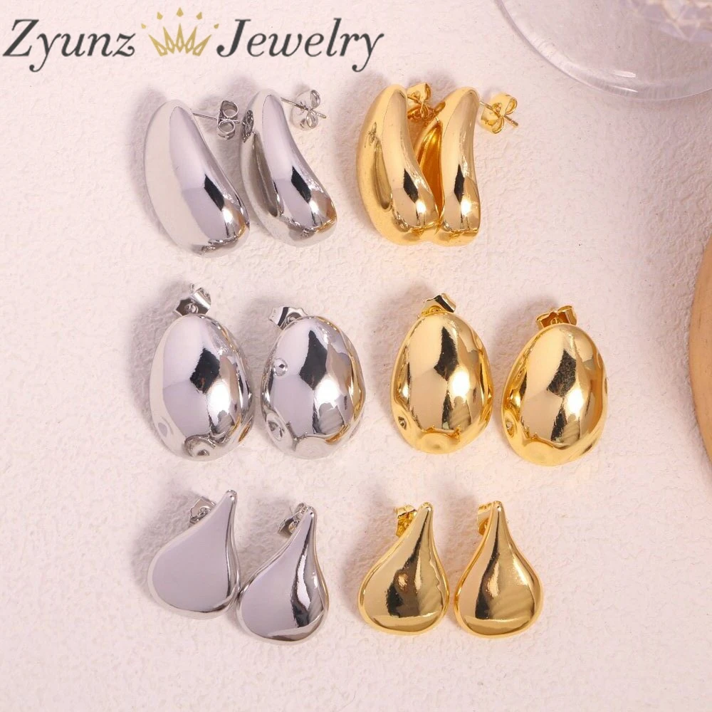 

5 Pairs, Geometry Gold Color Smooth Earrings for Women Fashion Water Drop Earrings Punk Trendy Jewelry