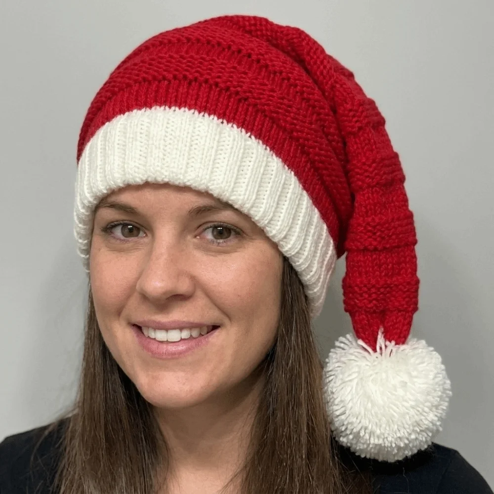 Weihnachtsmann-Weihnachtsmütze, warme Weihnachtsmütze, warme Santa-Beanie-Mütze, Wollmütze, koreanischer Stil, gestreifte Mütze, Frohes Neues Jahr – Detail 6