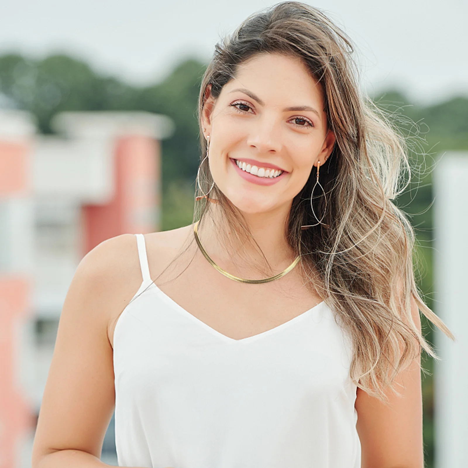 

Snake Bone Chain Necklace Flat Design Clavicle Chain Women Snake Necklace Charming Gift for Mothers Day Wedding