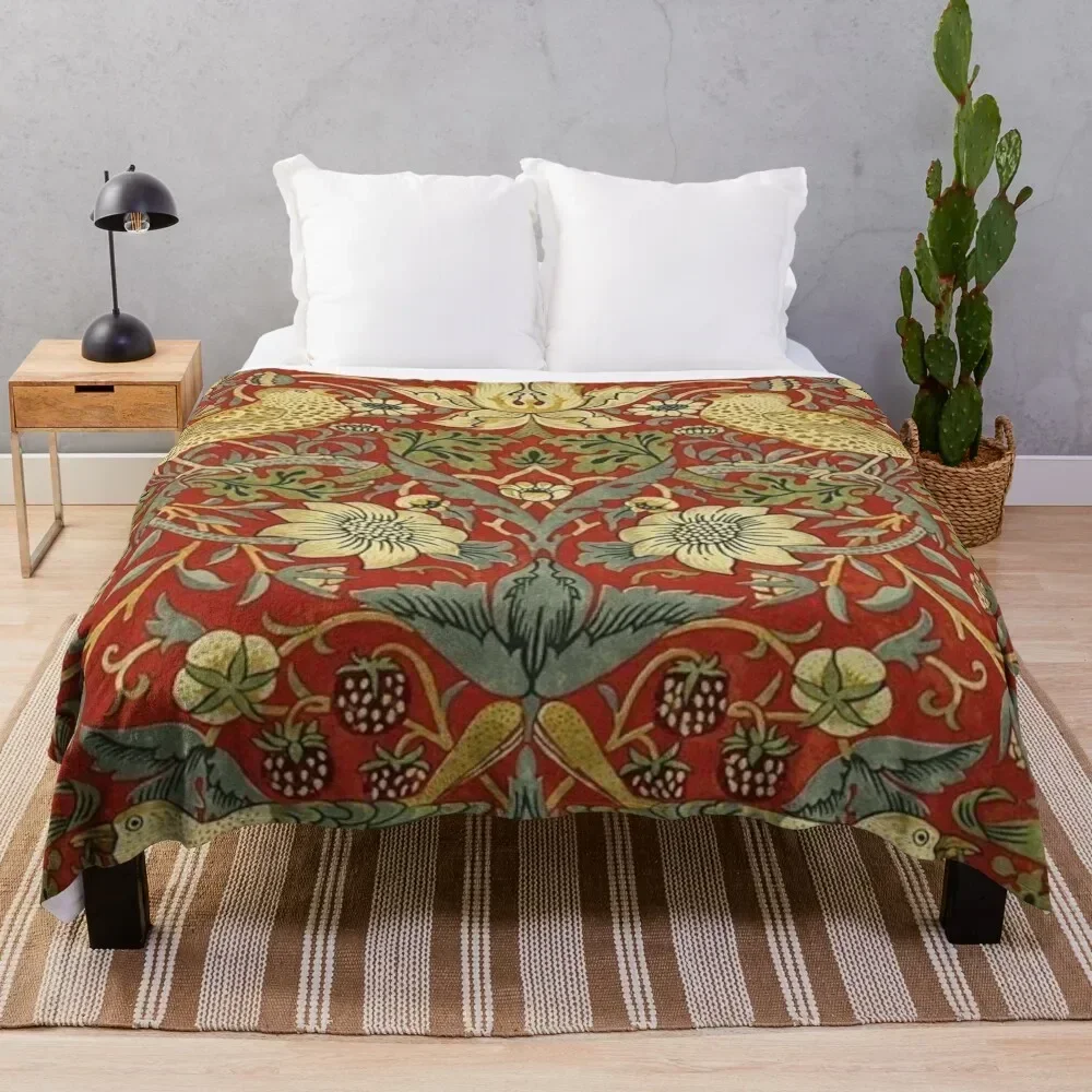 

William Morris birds floral,red Throw Blanket Luxury Designer bed plaid Summer Beddings Blankets