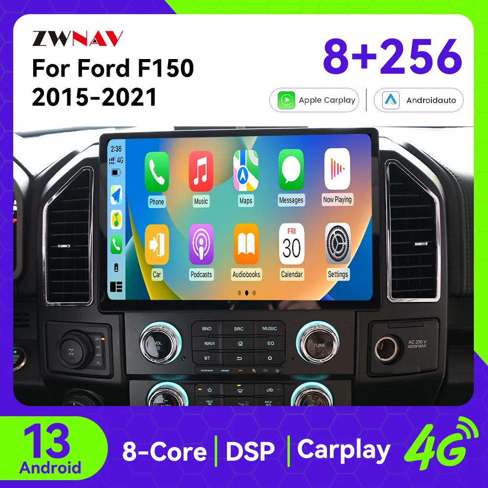 ZWNAV Android 14 Car Radio For Ford F150 2015-2021 GPS Navigation Wireless CarPlay Android Auto DSP Sound WIFI 4G System