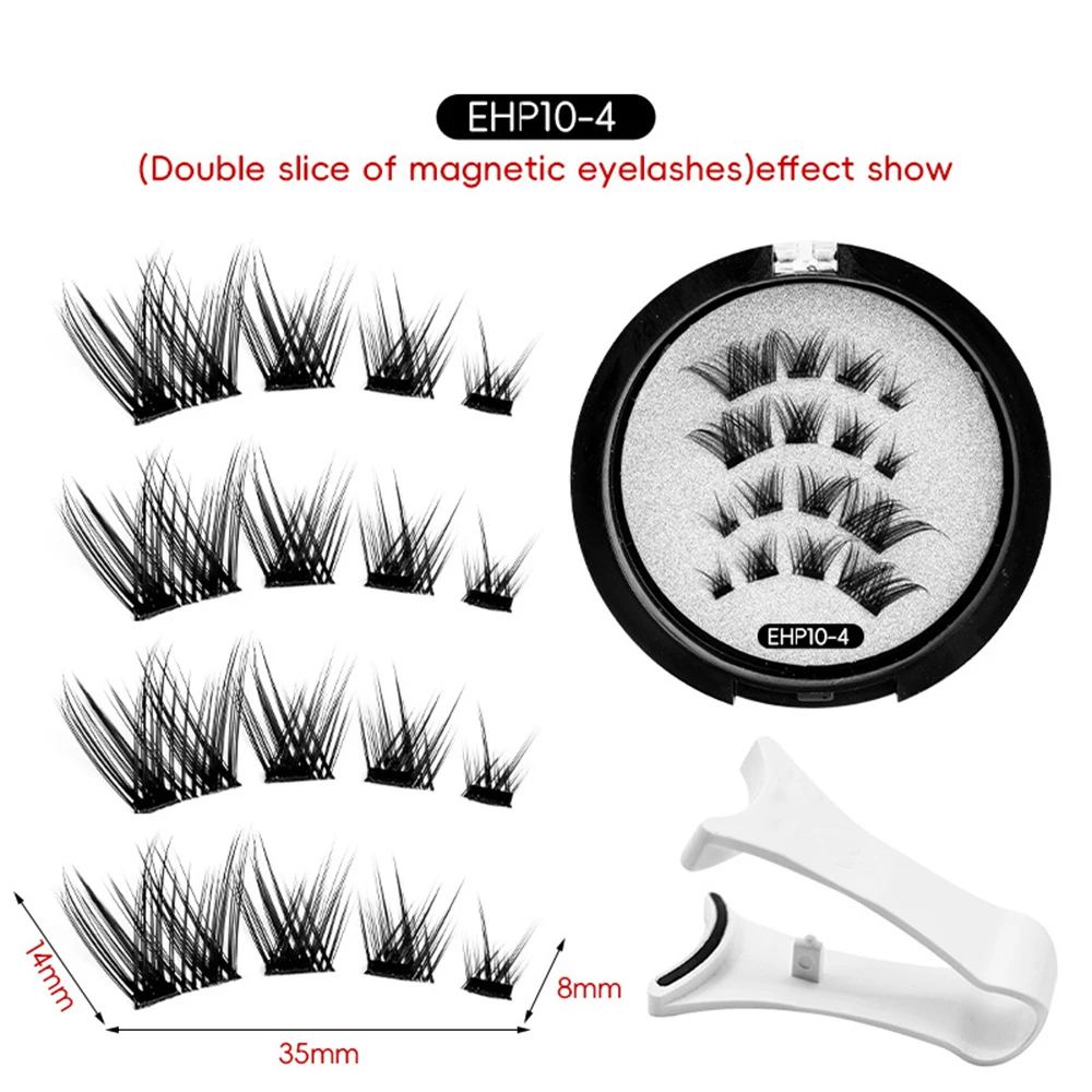 Magnetic Eyelashes 3D Natural False Eyelashes Reusable 4pcs Magnet Clip Set Lashes Extension makeup Tweezers Lash Set