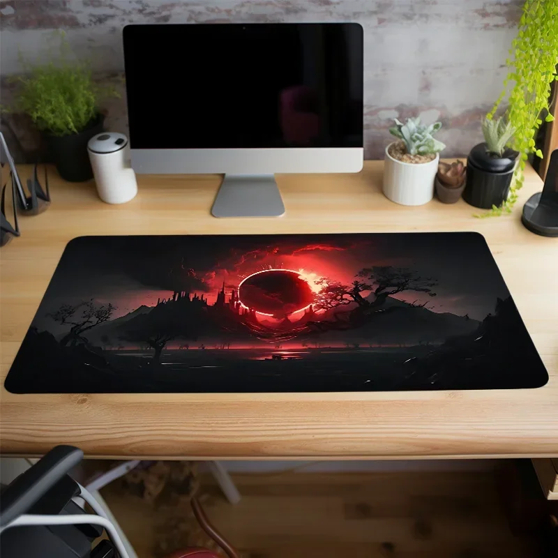 

XXL New anime red moon mouse pad xxl large game mousse computer keyboard accessories table pad 900x400 rug