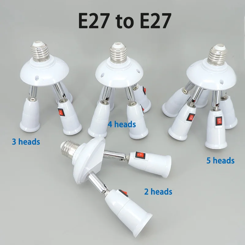 E27 2 3 4 5 heads way in 1 LED Light Bulbs Splitter Converter Socket Adapter Lamp Holder Base Converter for Home Lighting M20