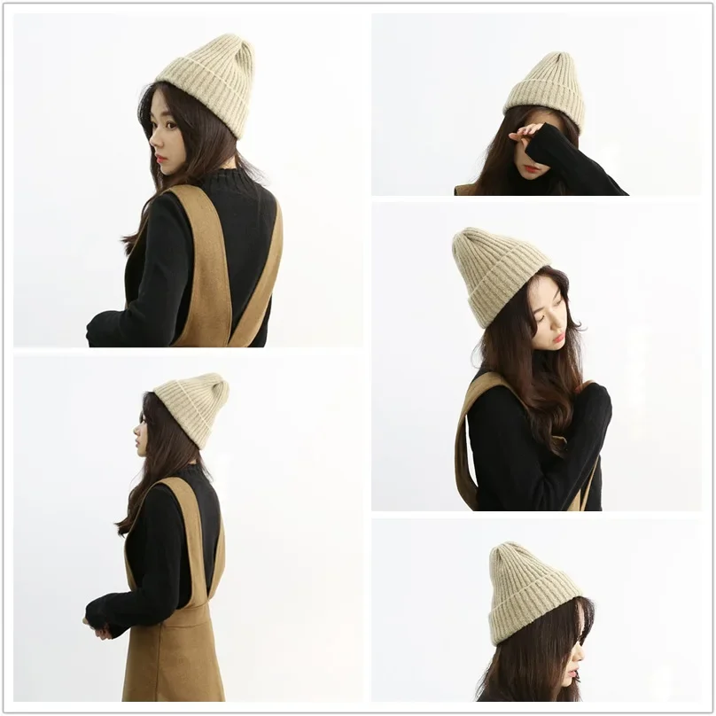 1pc Winter Warm Knitted Beanie,solid Color Versatile Flip Cold Pullover Hat for Men and Women,Suitable for Daily Commuting Wear
