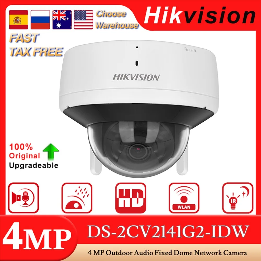 Hikvision Original DS-2CV2141G2-IDW 4MP 30MIR Outdoor WiFi Audio Fixed Dome Network Camera Built-in Mic&Speaker SD Slot EXIR 2.0