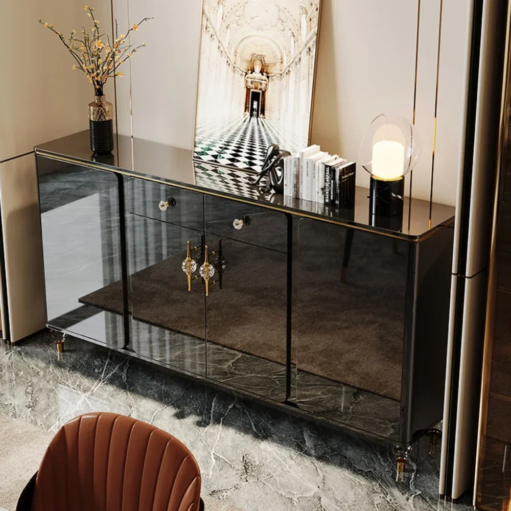 Светлый роскошный минималистичный сервант в итальянском стиле для гостиной, современный минималистичный чайный шкаф