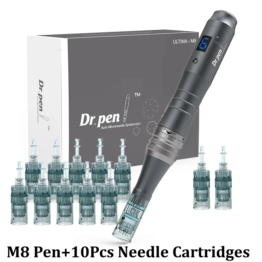 Nuevo Kit de Dermapen Recargable Dr. Pen M8 con Diseño de 3 Ranuras, Dermapen Automático con 10 Cartuchos de Agujas de 0.25mm