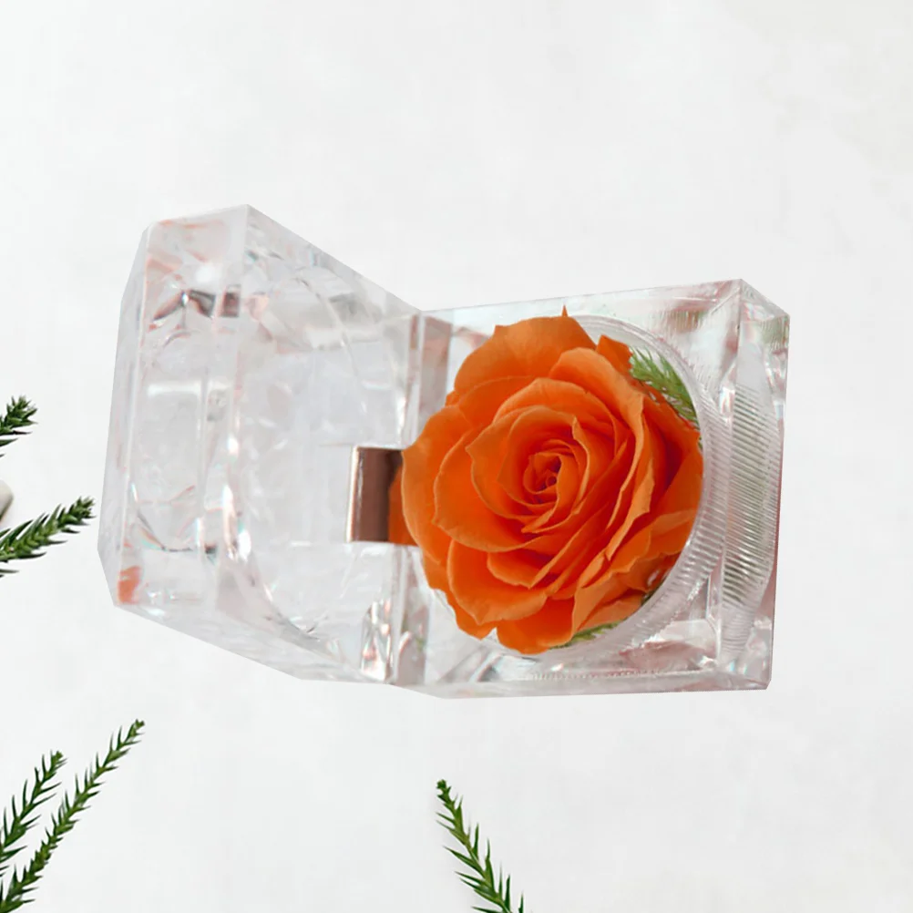 Preserved Steamed Orange Rose Never Withered Flowers Valentines Day Anniversary