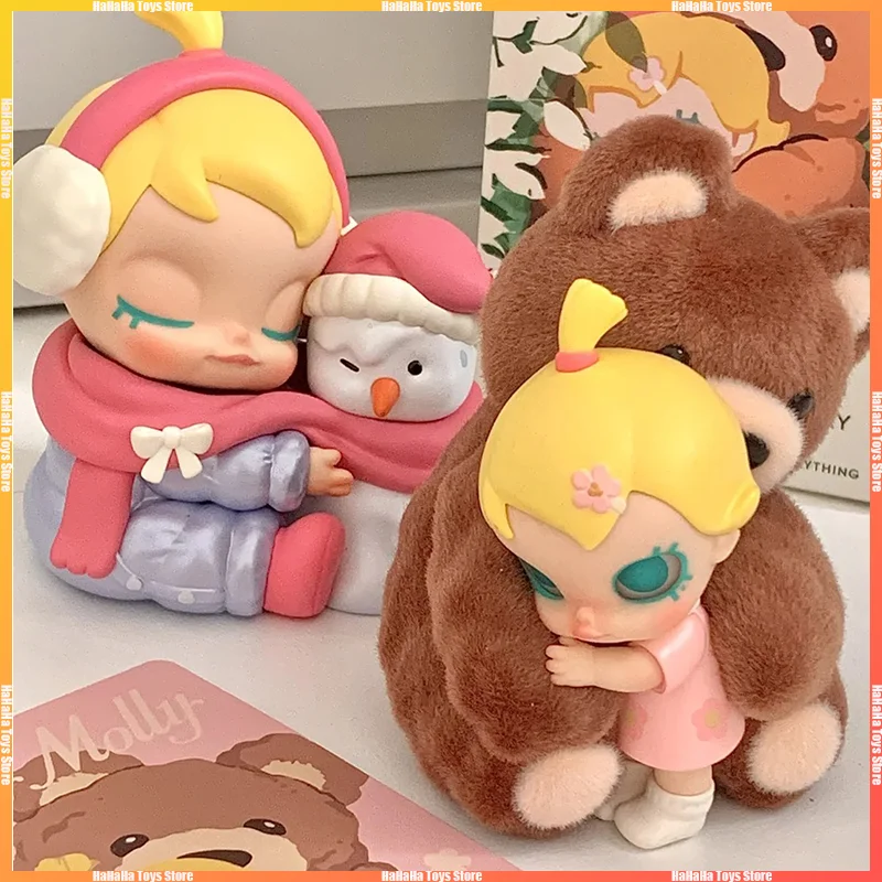 Dalam stok baru asli POPMART bayi Molly Hug eksplorasi rencana seri kotak buta wajah vinil mainan Kawaii Molly koleksi hadiah anak-anak