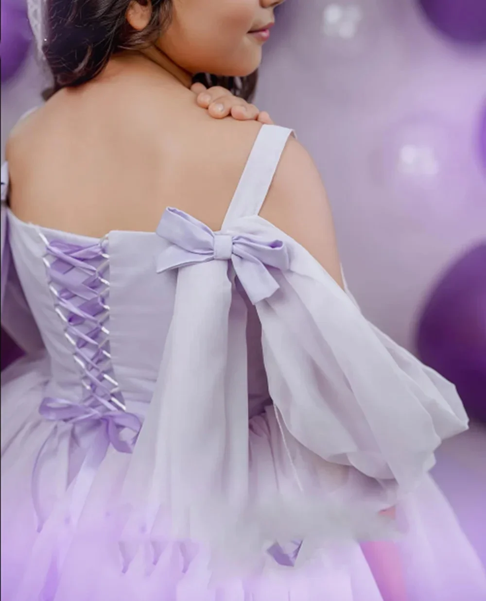 Customized Lavender Flower Girl Dress with Pearls BowPuffy SkirtKids Gown for Pageant Photo Shoot Birthday Party Banquet Wedding