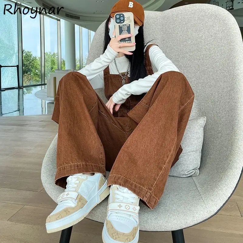 Cargo Denim Jumpsuits Women Vintage Fashion High Waist Chic Streetwear Tender Personality Straight Trousers Hip Hop All-match