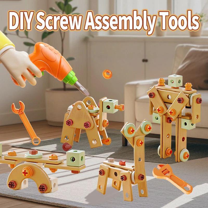144-ピース-セット子供の-diy-修理ツールボックスセット電気ドリルネジ分解と組み立て男の子の知育玩具