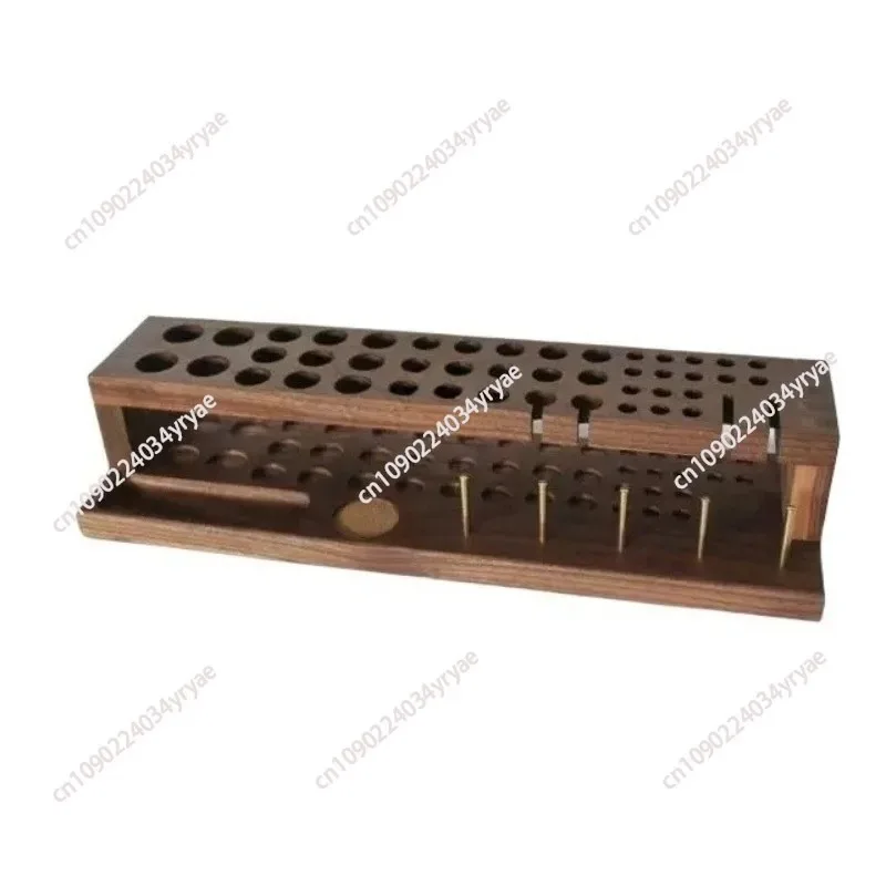 High End Black Walnut Leather Craft Tool Storage Stand with 6 Piece Sewing Spool Leather Craft Tool Holder
