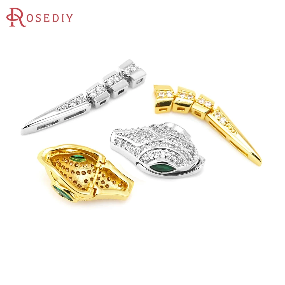 

1 Set 18K Gold Color Brass and Zircon Snake Connect Clasps High Quality Diy Jewelry Accessories Jewellery Making Materials