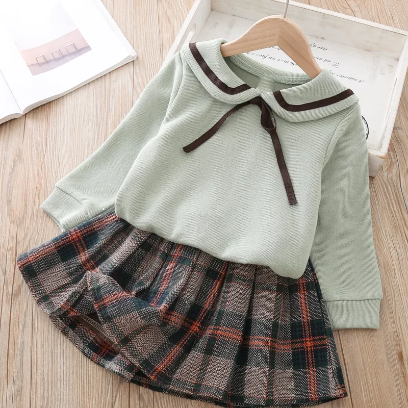 Toddler Girl Clothes Set Long Sleeve Sweater and Skirt Two Pcs Clothing Suit for Kids Baby Sweet Sets Basic Clothes