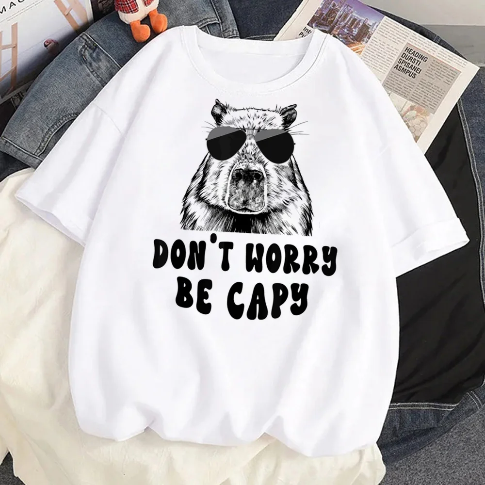 

Capibara Cute Graphic Print Summer Luxury Brand Cotton Men's and Women's T-shirt Short Sleeve Street Fashion Trend Clothing