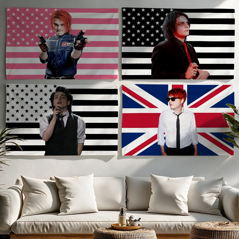 Singer G-Gerard Way USA flag Tapestries Outdoor Parties Bedrooms Living Rooms Dorm Rooms Wall Decor Banners Gifts