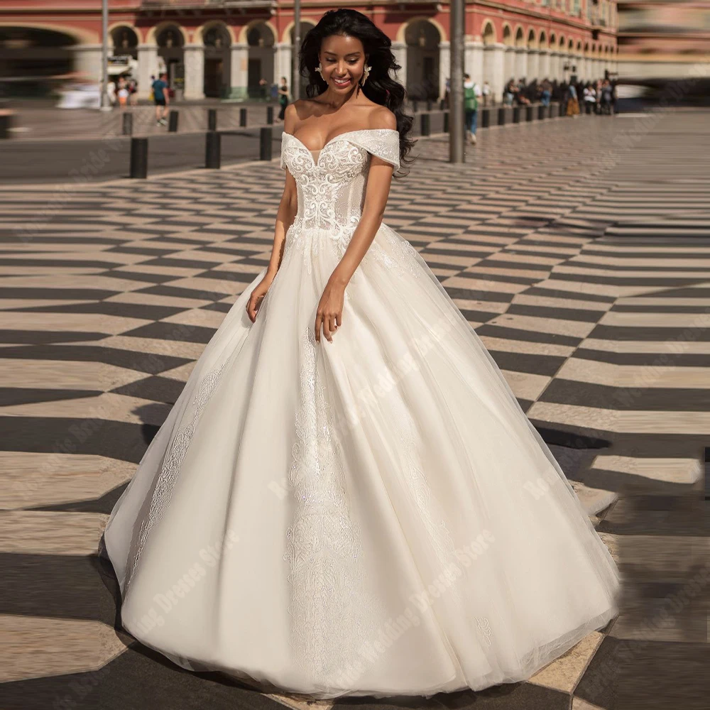 Vestidos De Novia elegantes con hombros descubiertos para mujer, Vestidos De princesa sin mangas con cuello en V, vestido De baile De playa, línea A, Sexy