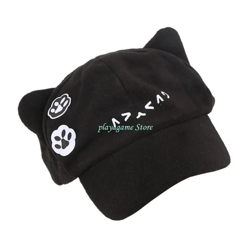 Y88A Cats Ear Baseball Hat for Adult with Lovely Print 2000s Anime Costume Hat Adjustable Baseball Caps Casual Street Wear Hat