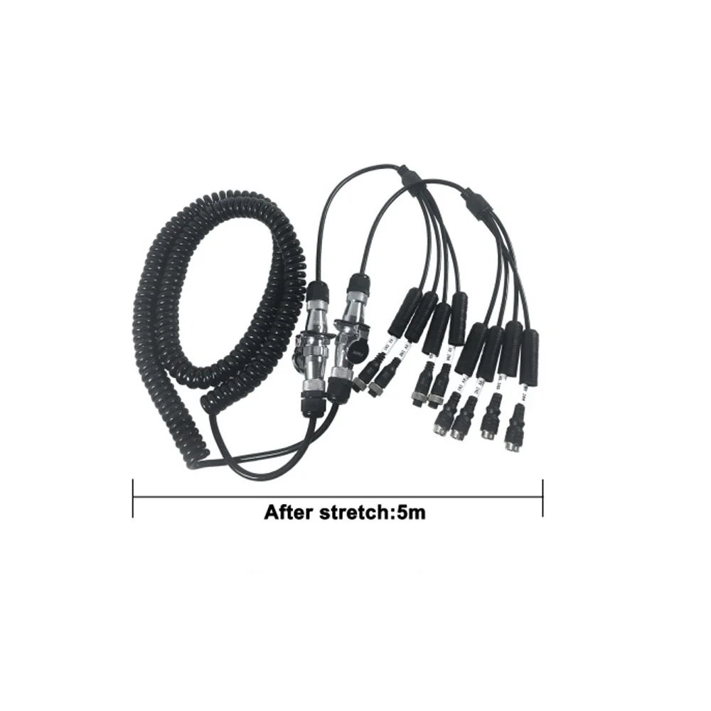 LSZ spot Cavo per rimorchio a filo a molla a 7 core Cavo a spirale per semi-rimorchio per telecamera con connettore aeronautico 4P a spirale per camion a 7 pin