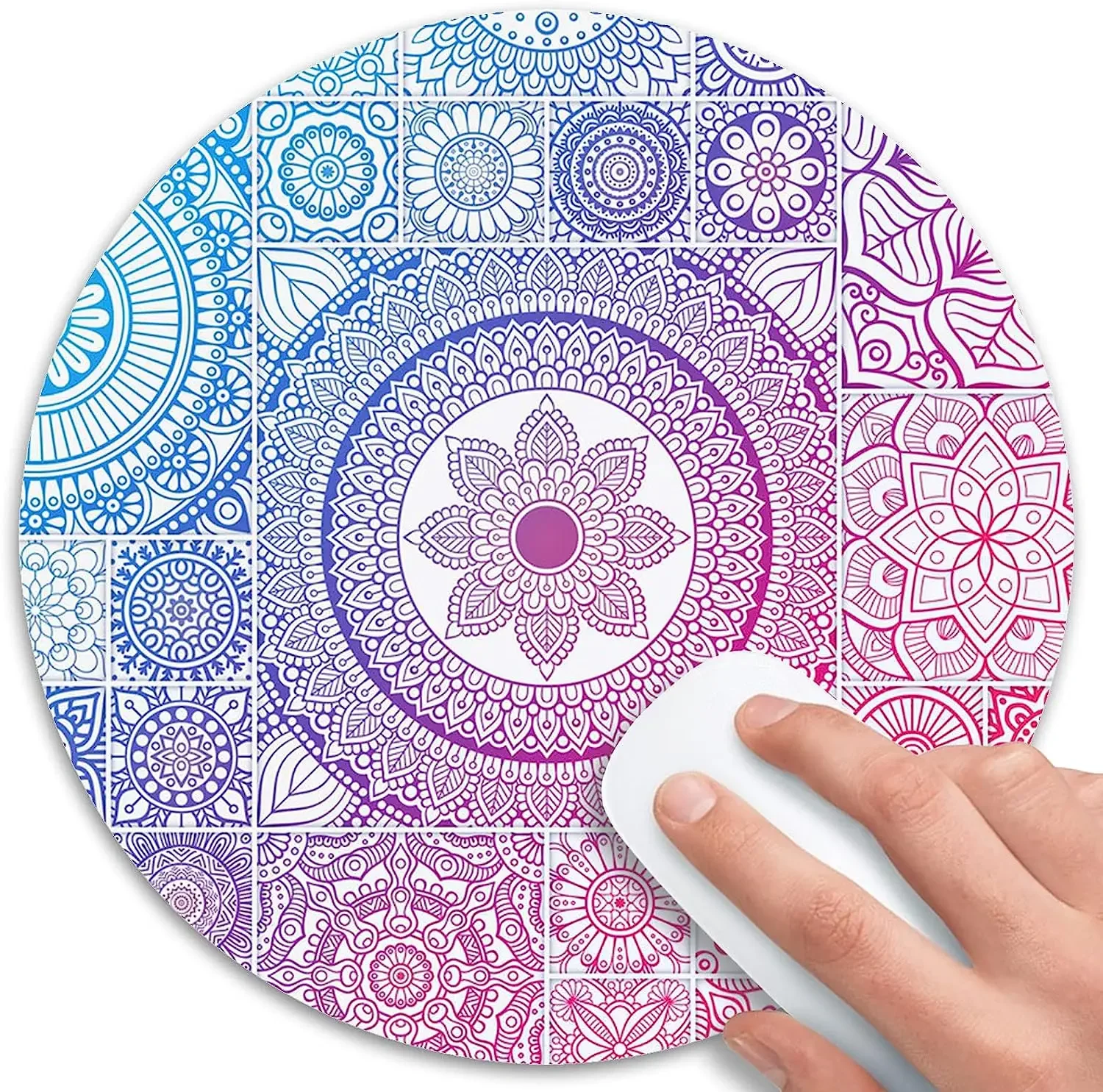 

Vintage Mandala Mouse Mat Personalized Cute Round Mouse Mat with Design Small Non-Slip Rubber Base Floral Mouse Pad for Laptop