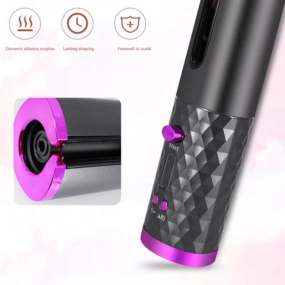 ชาร์จ Curler อัตโนมัติด้วยจอแสดงผล Lcd แบบพกพาผู้หญิง Curling เหล็กหมุน Curling Wand ผมจัดแต่งทรงผมเครื่องมือ