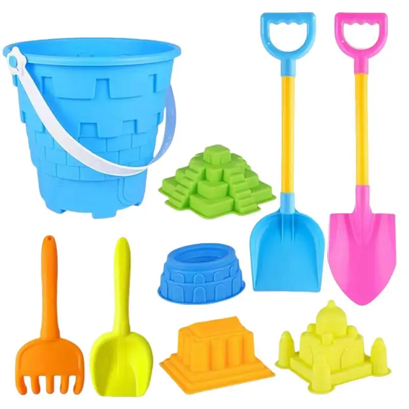 Outdoor Game For Kids 9PCS Sand Toys Set Beach Castle Bucket Shovel Rake Mold Digging Sand Kit Parent-Children Interactive