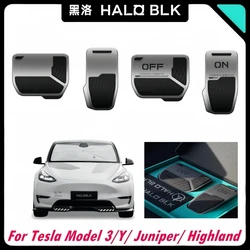 HALOBLK Foot Pedal Covers For Tesla Model 3 / Highland & Model Y / Juniper 2017-2026 Non-Slip Performance Foot Pedals Alloy