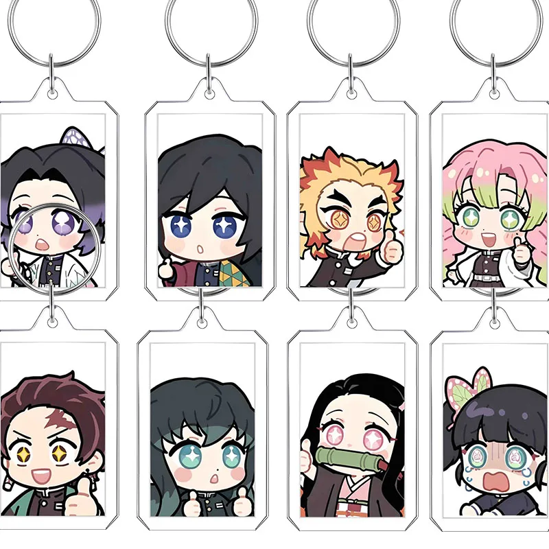

Брелок для фоторамки Demon Slayer, белый фон, каваи, ID фото, аниме, мультяшная фигурка, сумка, подвеска, декор, брелок, подарок на день рождения