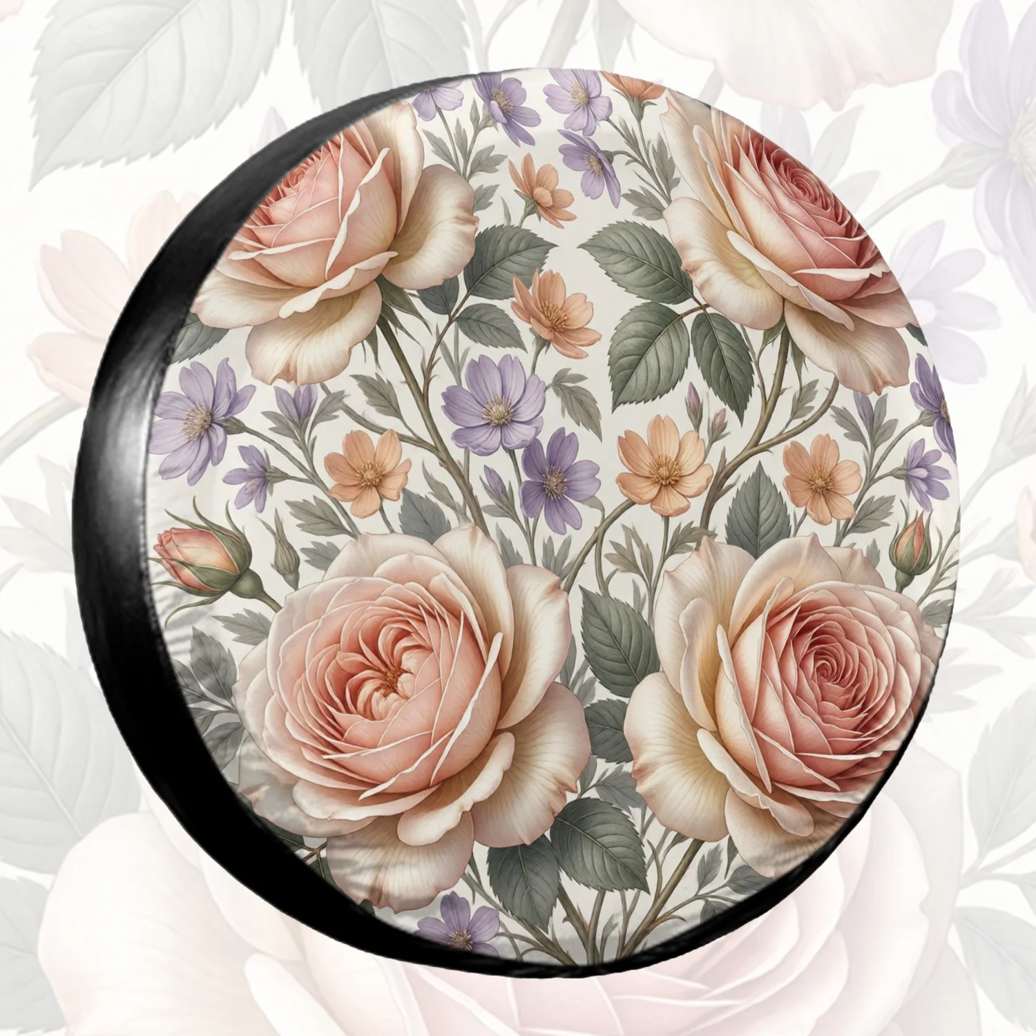 1pc Spare Tire Cover Romantic Vintage Floral Pattern Weatherproof Dustproof Wheel Protectors Universal Wheel Covers Fit For Trai