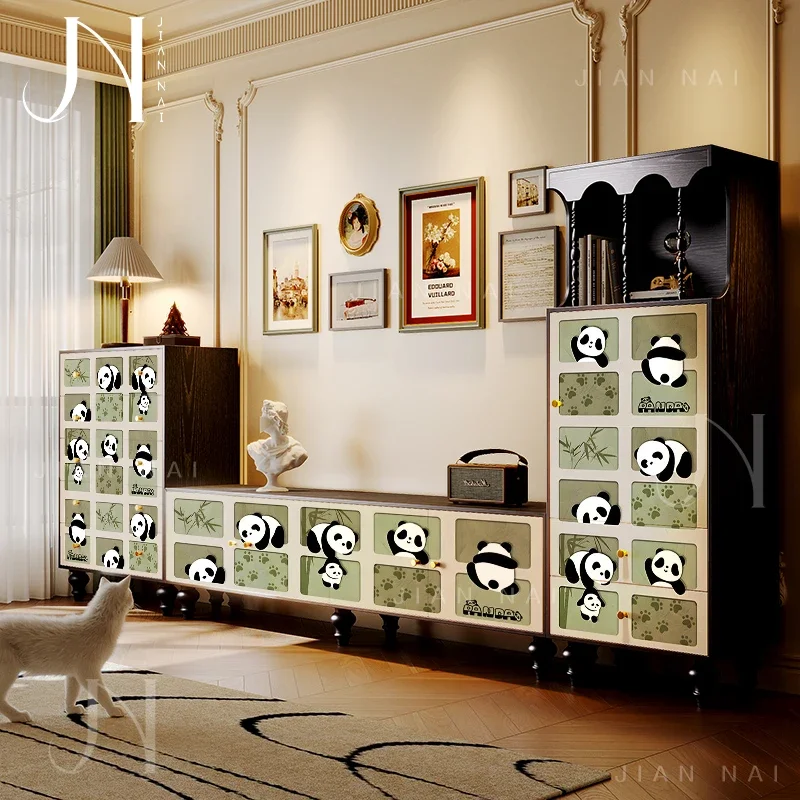 TAO French solid wood TV cute panda living room against the wall combination hall cabinet dining room drawer cabinet storage sto