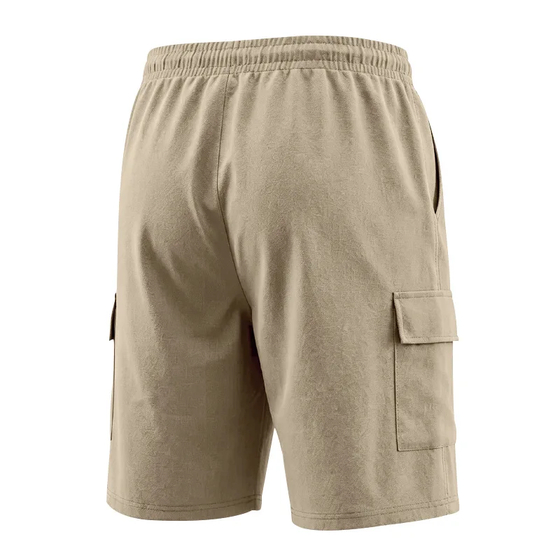 Amerikanische Multi-Pocket-Overalls für Herren, Outdoor-Sport und Freizeit, lockere, einfarbige Leinen-Overalls, Fünf-Punkt-Shorts – Detail 25
