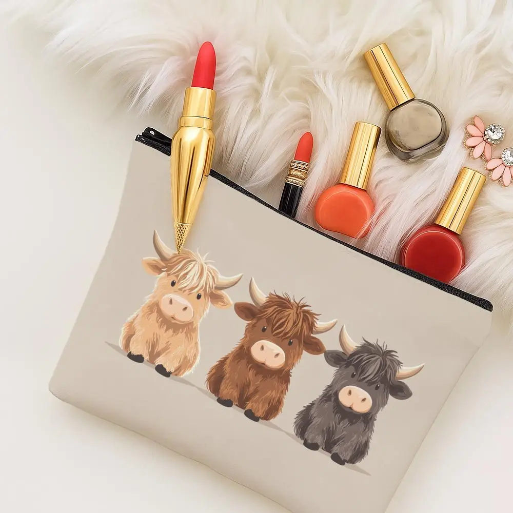 1pc Scottish Highland Cows Print Storage Bag, Reusable Tote Bag,Perfect for Daily, School, Travel,A Cute Gift for Animal Lovers.