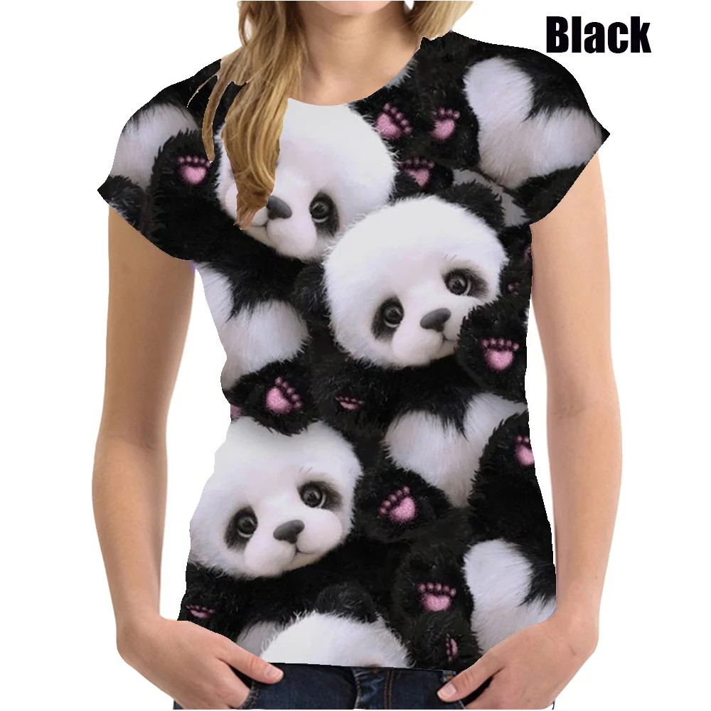 2023 New Cool Fashion T Shirt Cute Panda Printed Women T-shirt Ladies Tops Casual Shirt Female