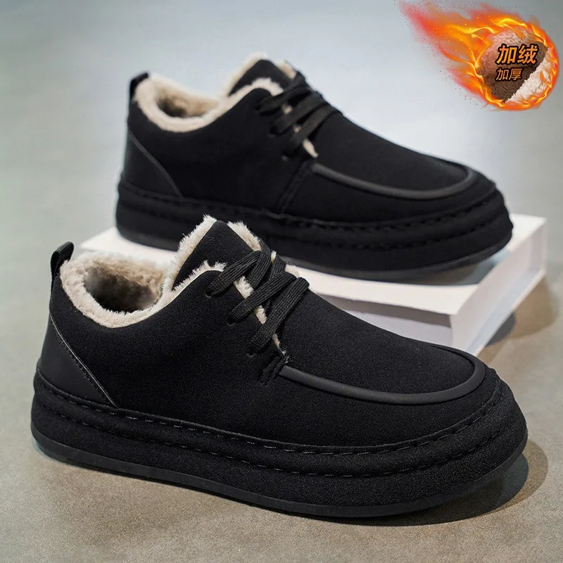 

New Men Warm Casual Shoes Winter Plush Cottom Shoes Outdoor Cold-proof Comfortable Male Flats Shoes Snow Boots Walking Footwear