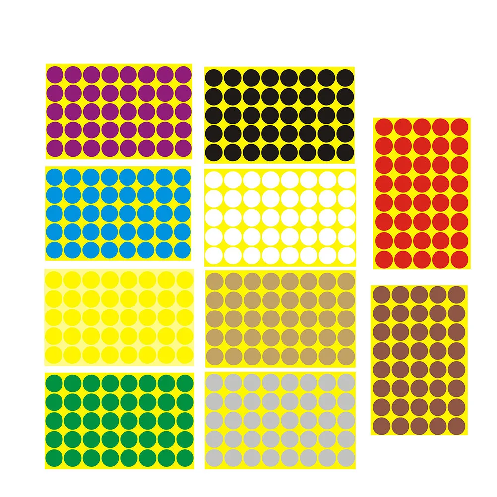 10Sheets Self Adhesive Round Sticker For Home Organizing Office Worker Color Stickers Removable Labels 25MM Multi