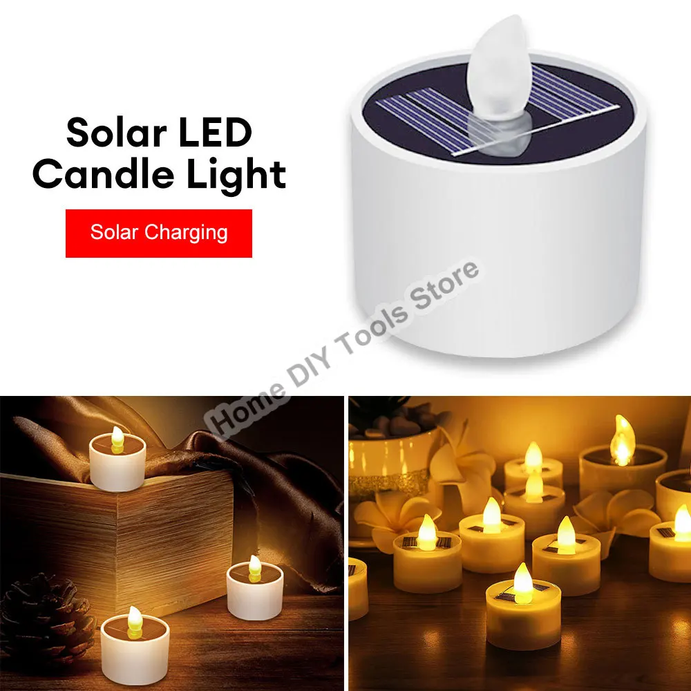 

Solar LED Candle Light Outdoor Waterproof Tea Lights Electronic Flickering Solar Lamp Garden Home Decor LED Candle Light