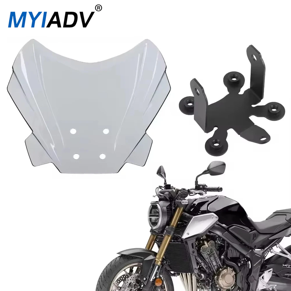 

Motorcycle Windscreen Windshield For Honda CB650R 2019 2020 2021 CB1000R 2018-2021 Front Wind Deflector Visor With Bracket Kits