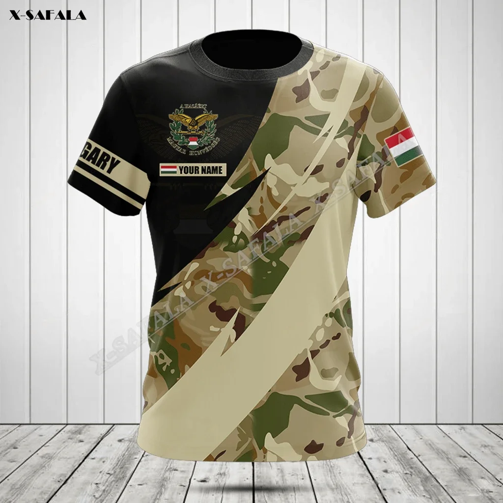 Hungarian Fire Style 3D Print T-shirt Summer Men‘s Top Tee Quick Dry Camo Army Veteran Soilder Flag Antibiosis Short Sleeve