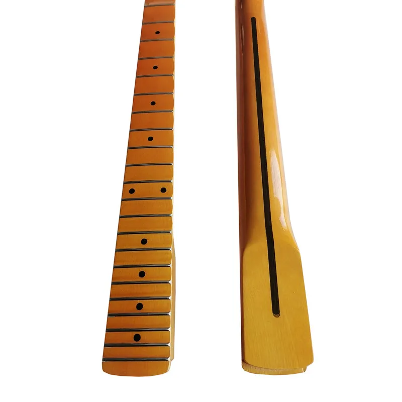 22 Bünde, große Kopfplatte, gelbe Inlay, Punkte, gewelltes Griffbrett, E-Gitarre, Hals, Musikinstrumente, Zubehör – Detail 6