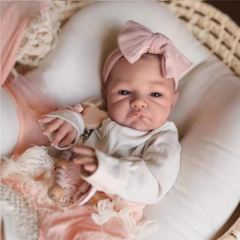 48CM Reborn Silicone Dolls August awake Complete Finished Touch Soft Newborn Baby Realistic Handmade Painted Hair Children Gifts