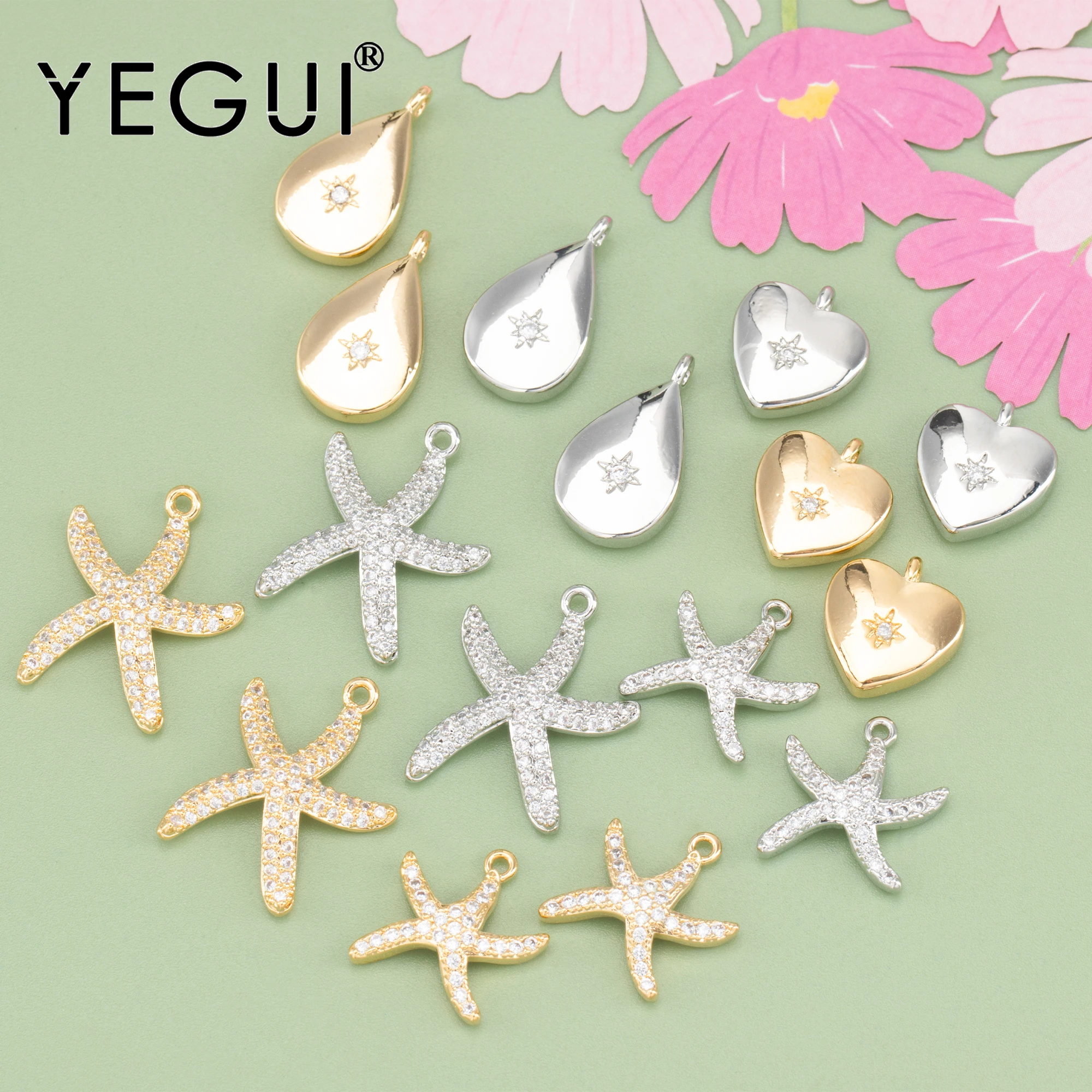 

YEGUI MA76,jewelry accessories,nickel free,18k gold rhodium plated,copper,zircons,charms,diy pendants,jewelry making,6pcs/lot