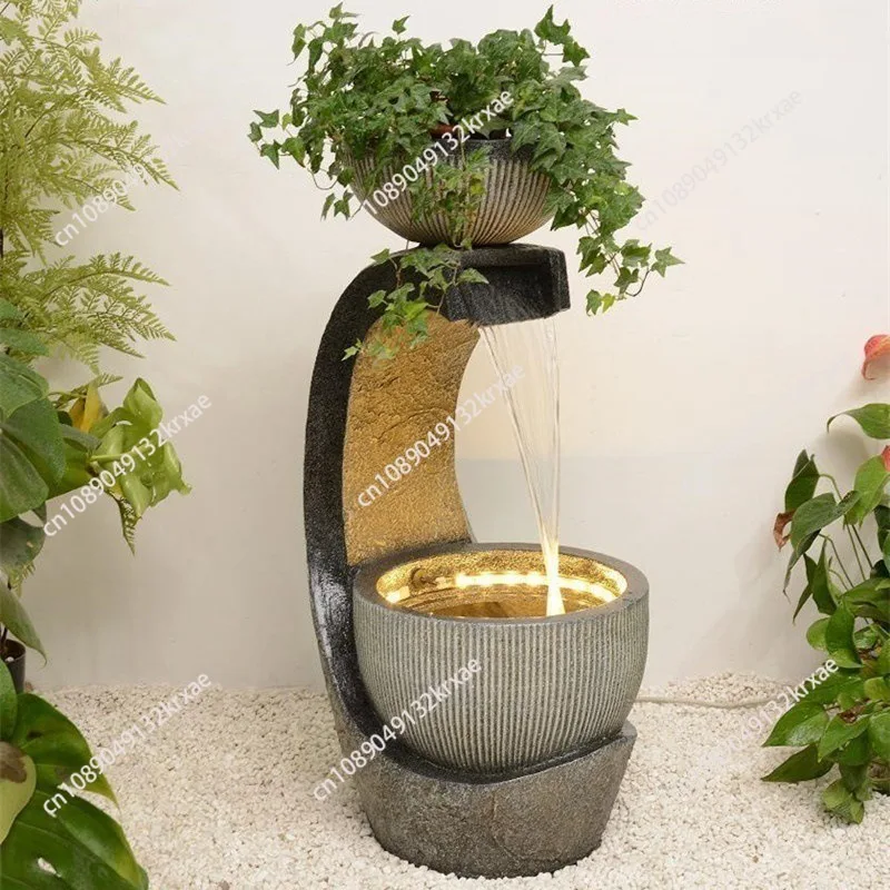 Simple flowing water ornament, living room rockery fountain, garden ornament, circulating water floor ornament