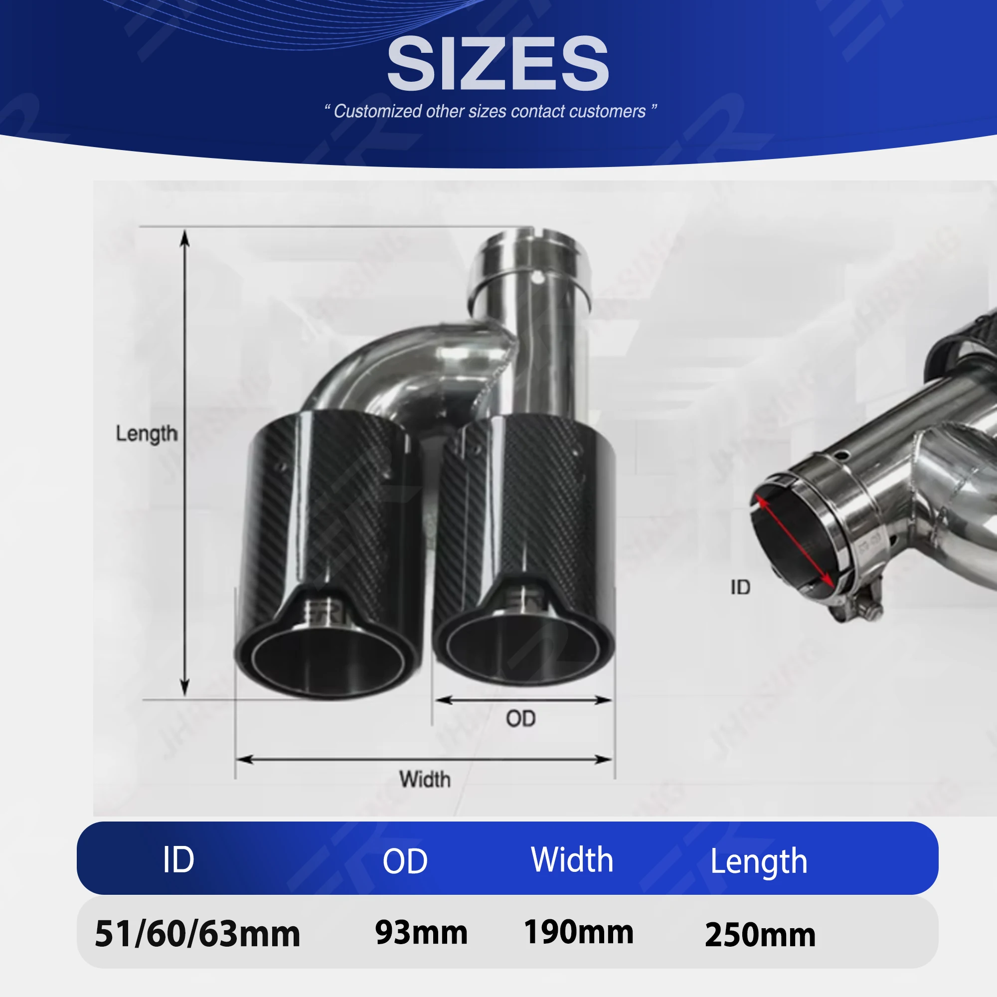 1PCS Universal Car Exhaust Pipe Carbon Fiber ER Performance Style H Type Pipes For Automotive Muffler Tip Exhaust System