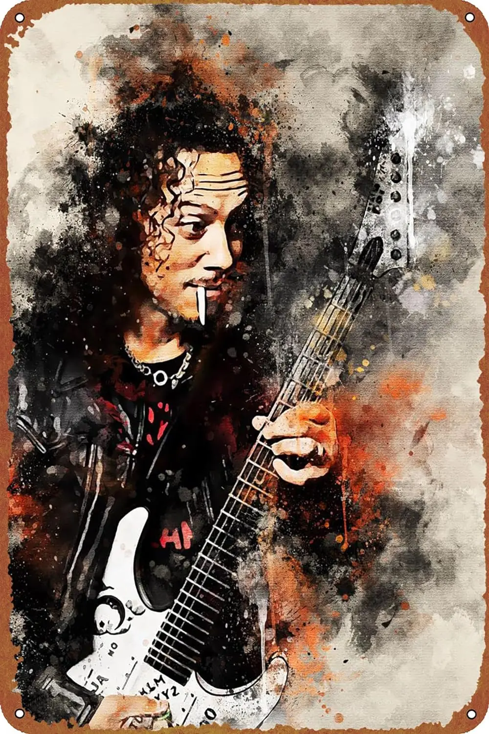 Music World Kirk Hammett Metal Tin Sign Poster Vintage Art Wall Decor 12 x 8 inch