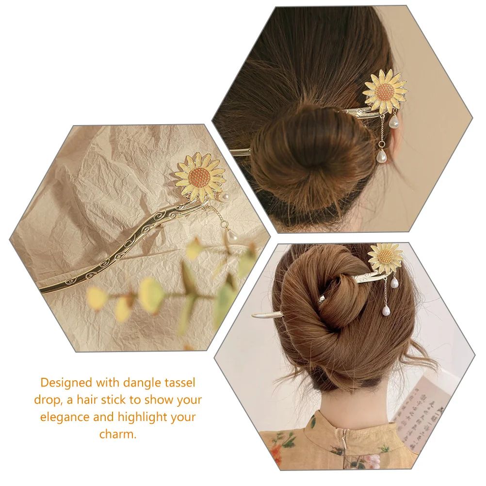 Bridal Hair Accessories Daisy Accessory Tiara Flower Little Alloy Sticks for Buns