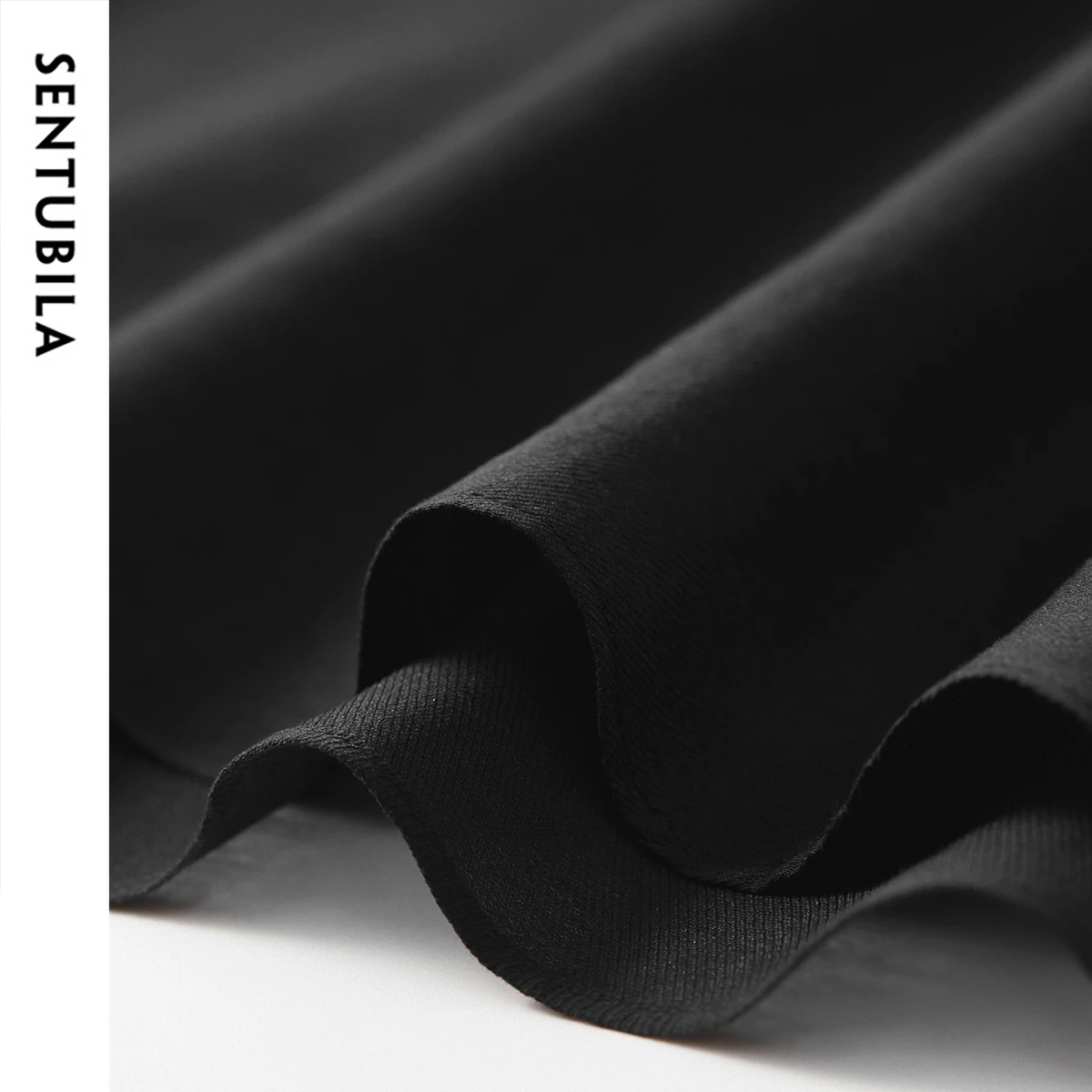 SENTUBILA Black Lyocell Women's Skirts Pants 2025 Elegant High-waist Wide-leg Pants Folds Ankle Length Trousers Lady 152K59026