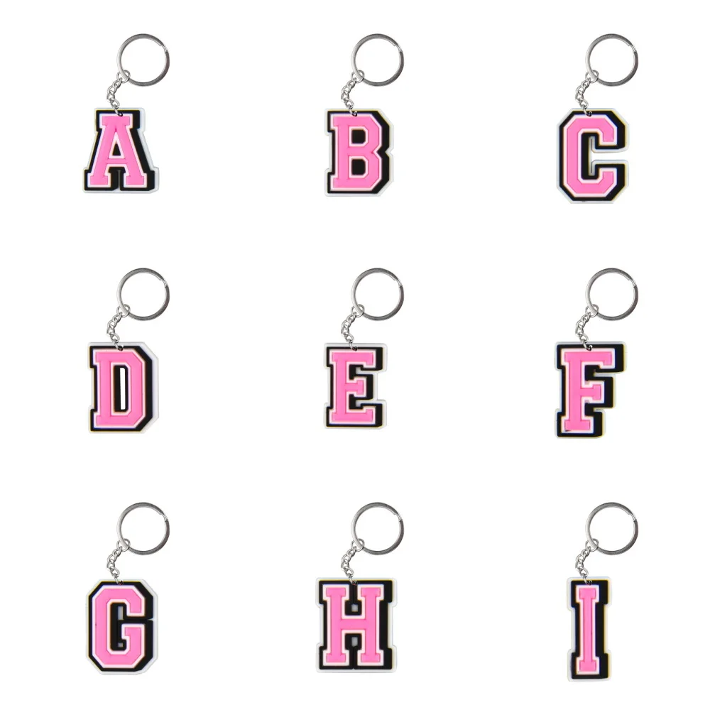 1pcs Mignon Dessin Animé Rose Porte-clés Garçons Bol A-Z Porte-clés Enfants Alphabet Clé EquiLetter Porte-clés Pour Les Cadeaux D'anniversaire