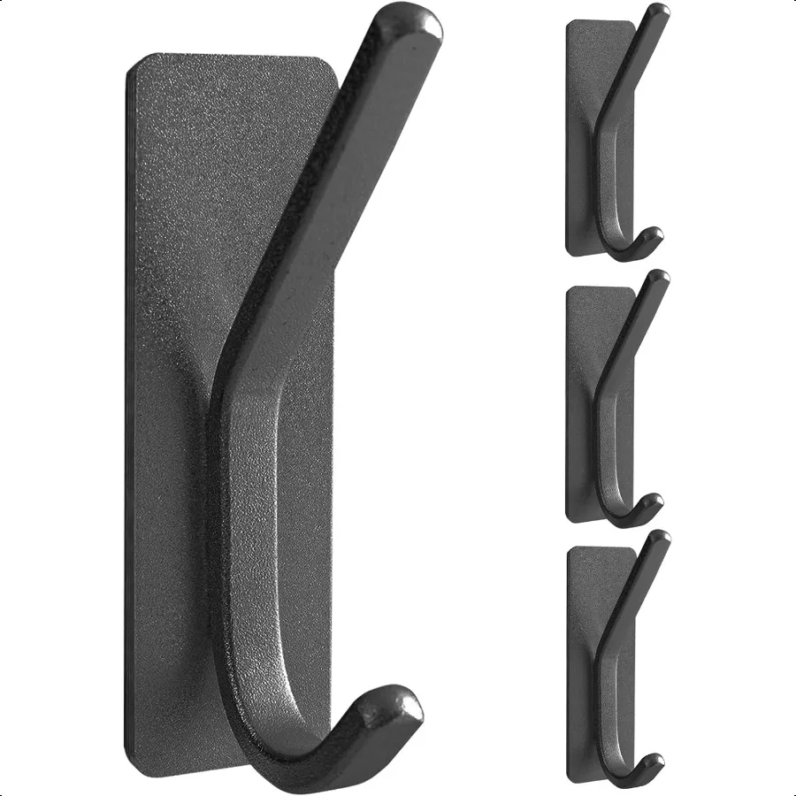 

Heavy Duty Self Adhesive Hooks Sturdy self Adhesive Hooks for Home School and Office Easy to fit and Remove Black Set of 4